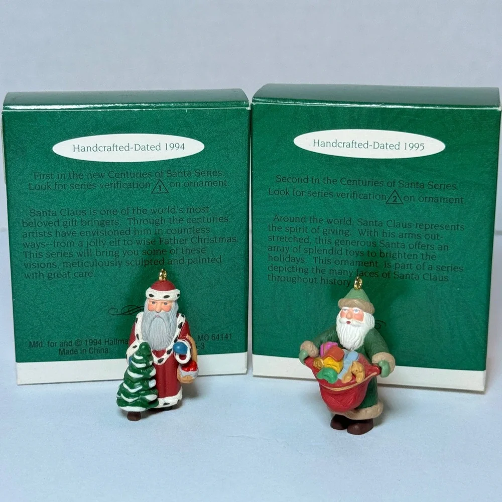 Hallmark Centuries of Santa Ornaments 1994 1995 First Second Series Set of 2